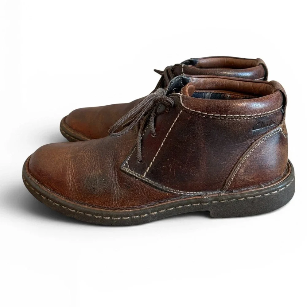 Clarks Stratton Limit‎ Mens Dark Brown Leather Chukka Ankle Boots Size 7.5 M